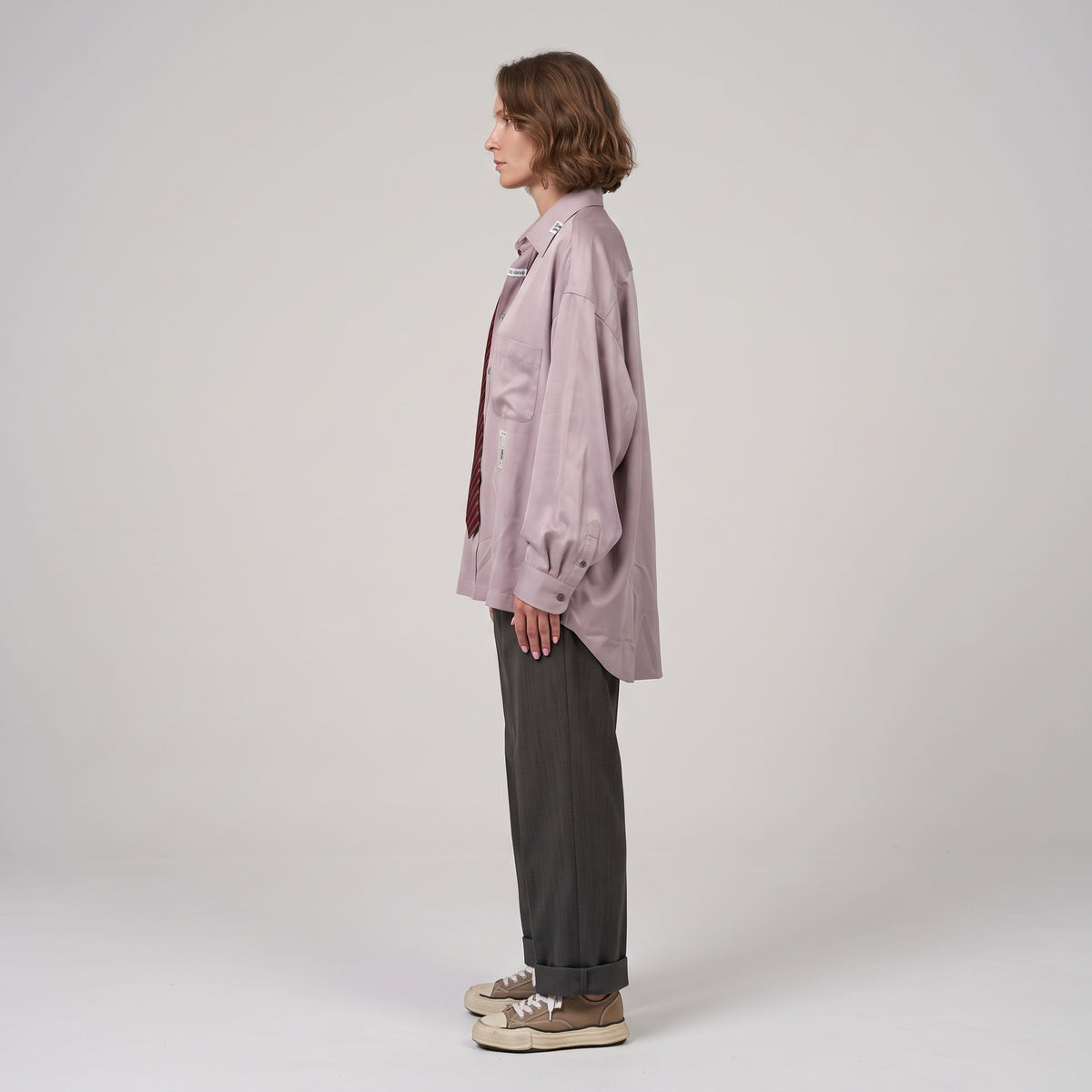 Satin Shirt With Integrated Tie
