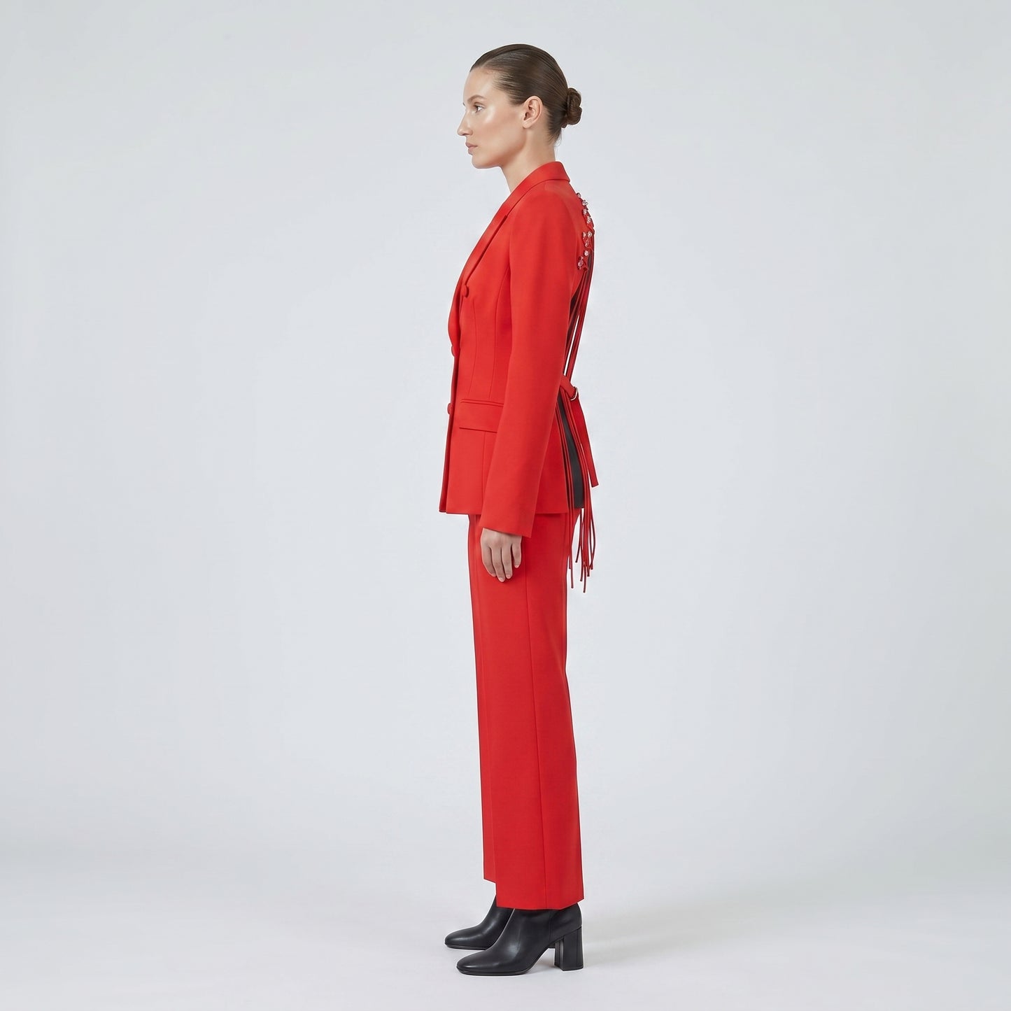 Tailored Lace Up Red Blazer