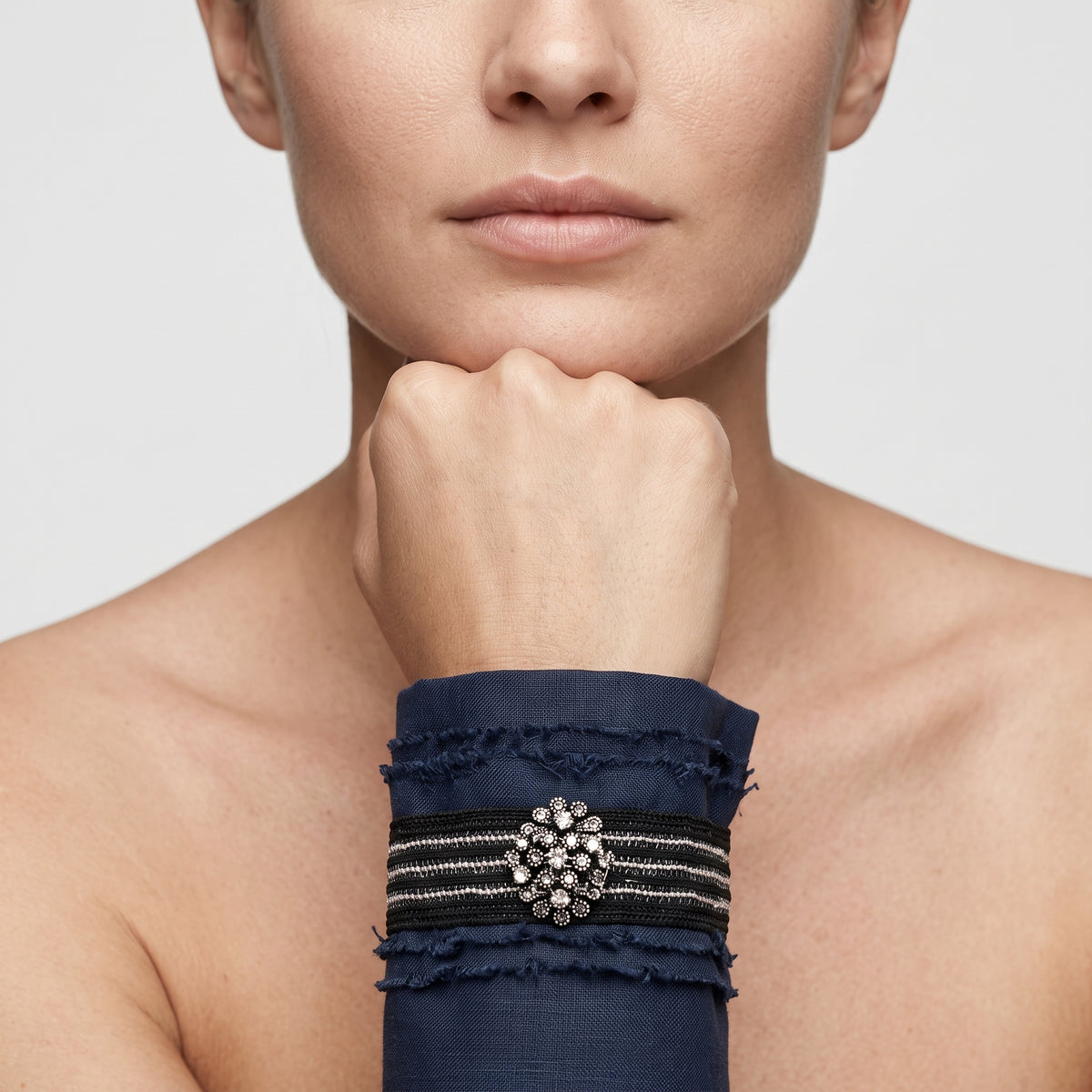 Embellished Linen Frayed Cuffs