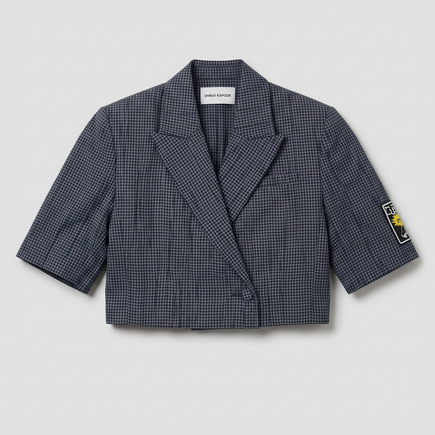 Cropped Checked Tailored Jacket