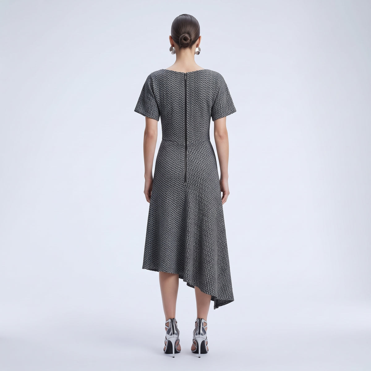 Textured Asymmetric Hem Mini Dress