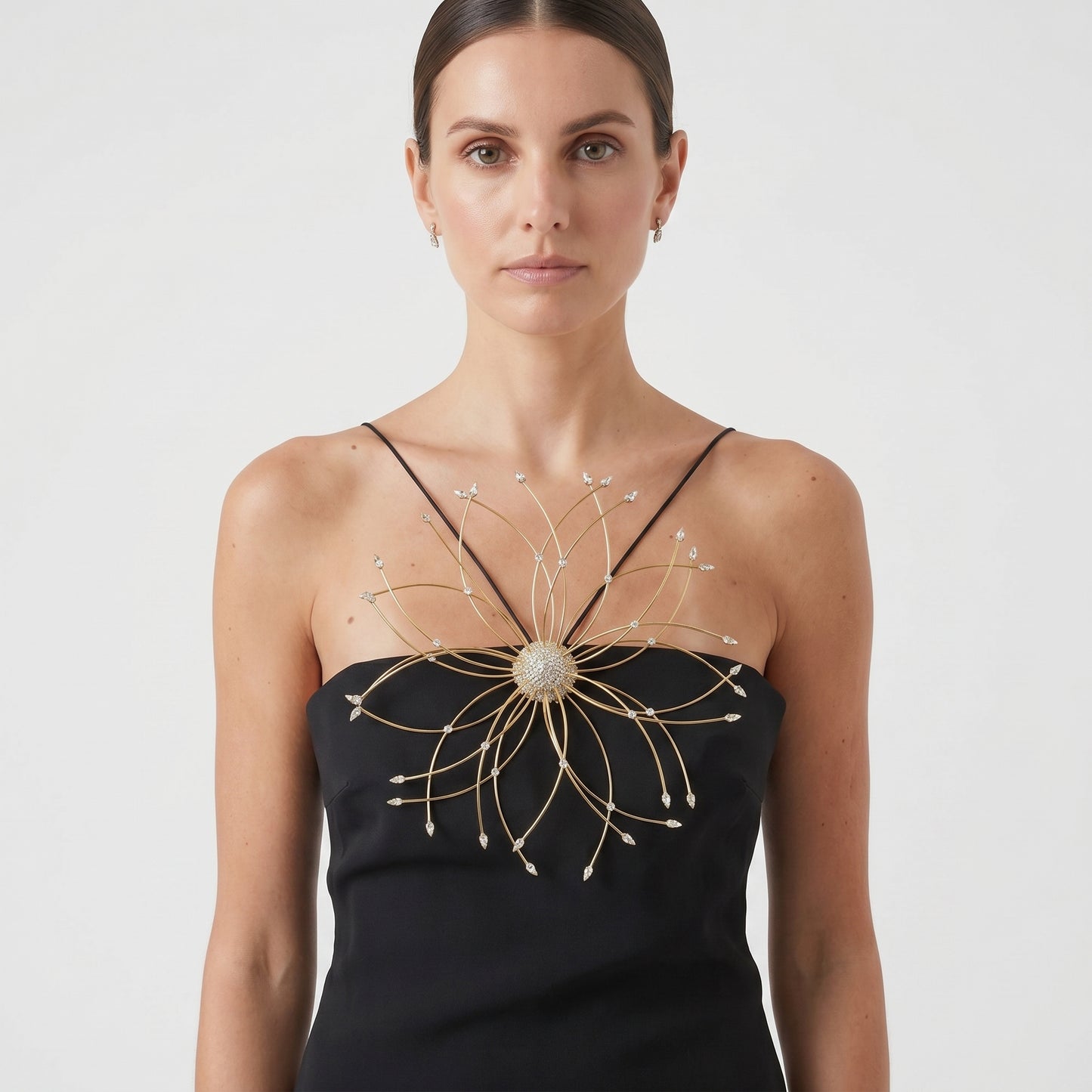 Embellished Crepe Maxi Dress
