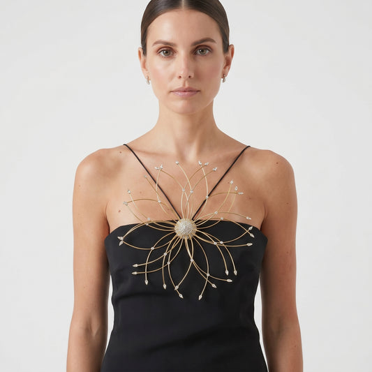 Embellished Crepe Maxi Dress