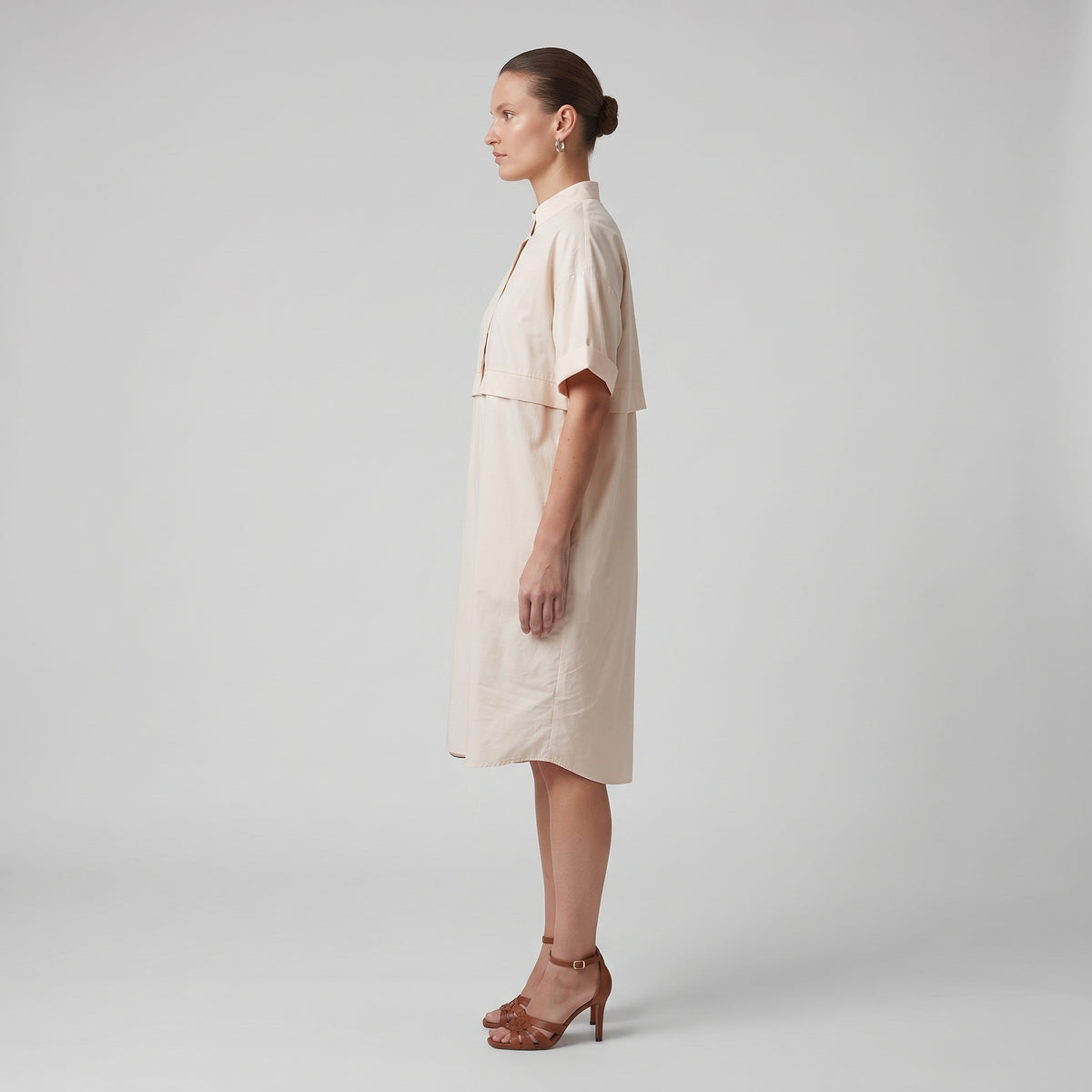 Minimalist Layered Cotton Shirt Dress
