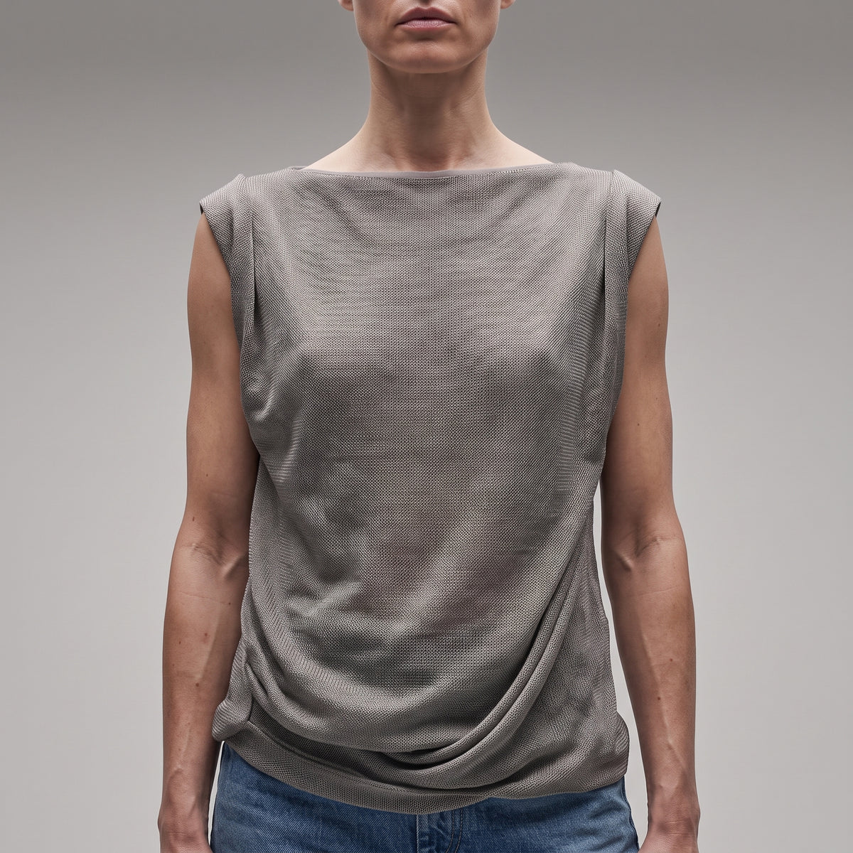Sheer Draped Sleeveless Top