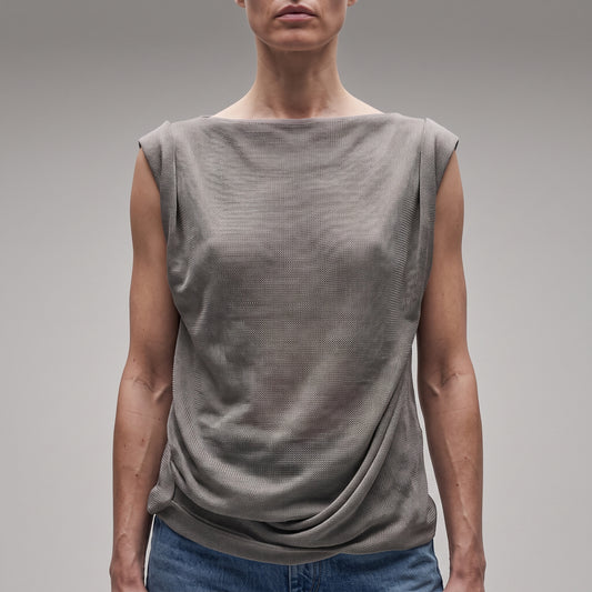 Sheer Draped Sleeveless Top