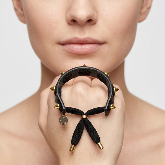 Studded Black Leather Bracelet