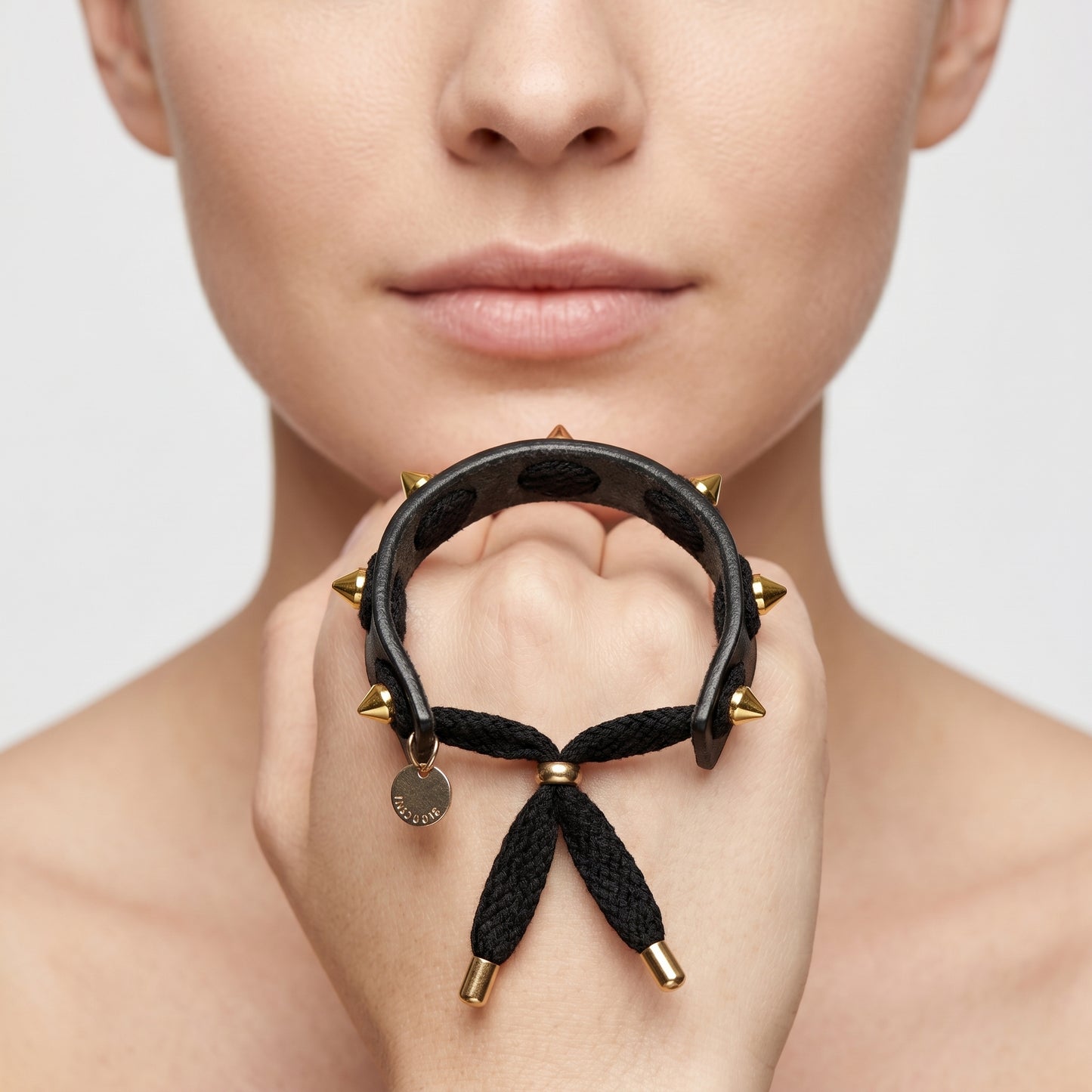 Studded Black Leather Bracelet