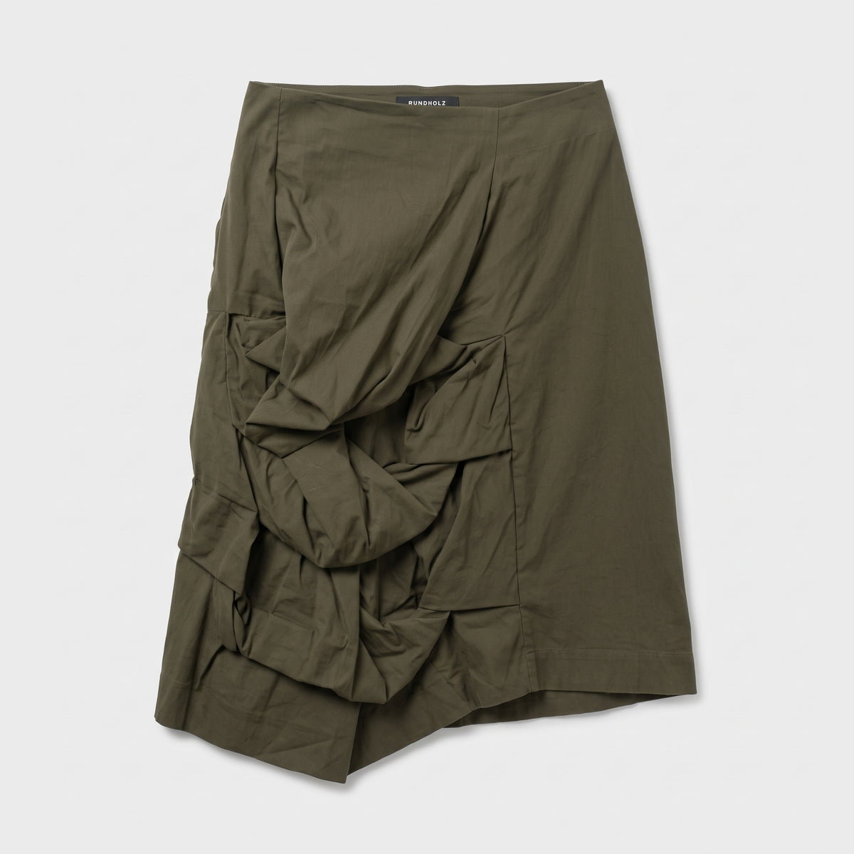 Asymmetric Drape Cotton Midi Skirt