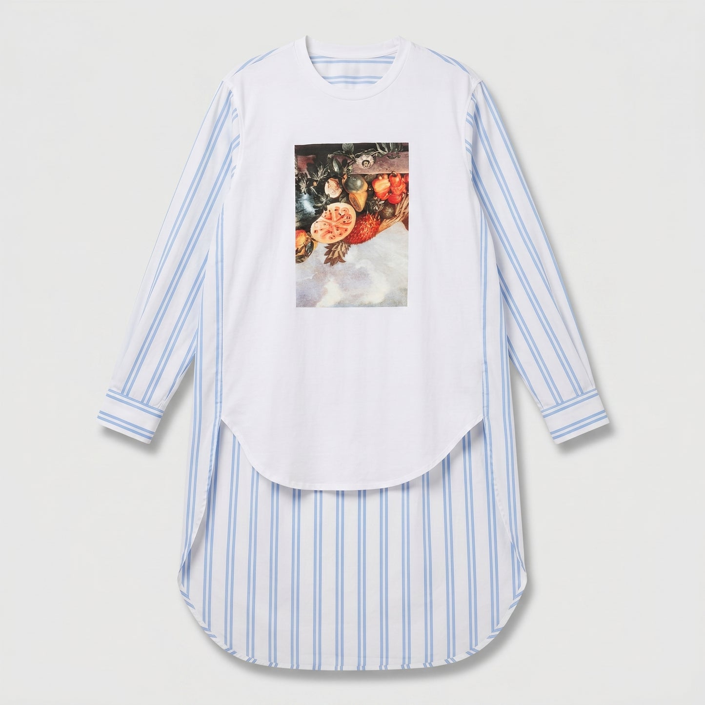 Graphic Print Striped Longline Shirt