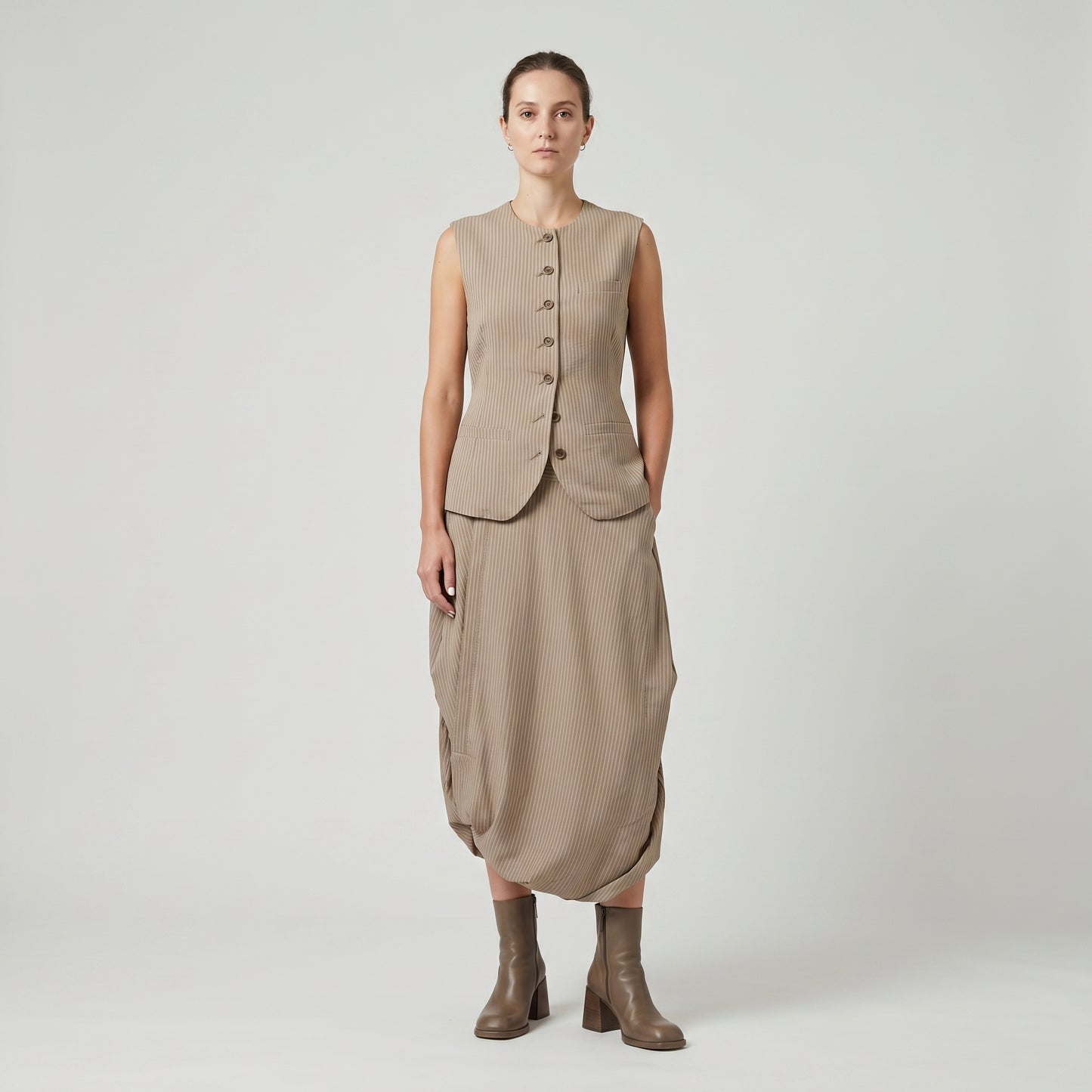 Striped Draped Cocoon Skirt