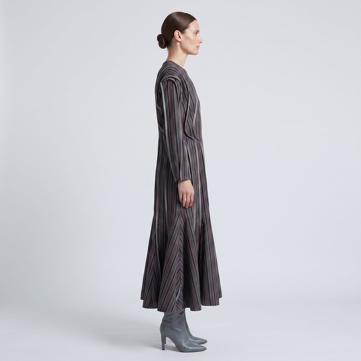 Architectural Striped Midi Dress