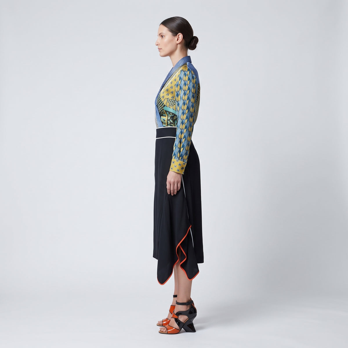 Contrast Trim Cady Midi Skirt