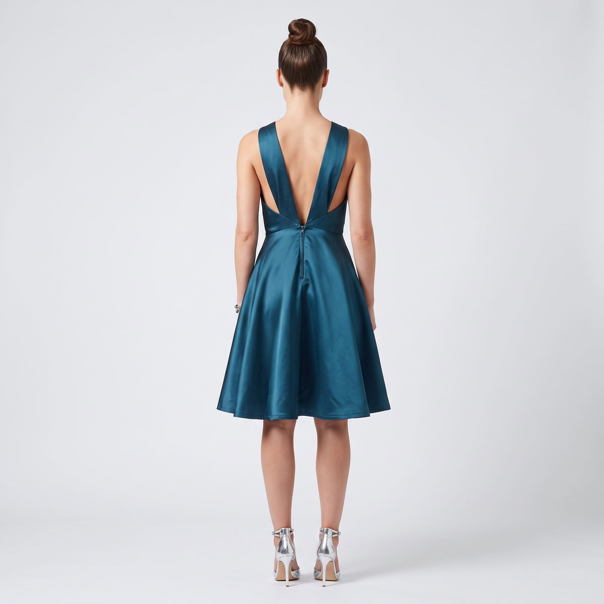 Twisted Halter Satin Cocktail Dress