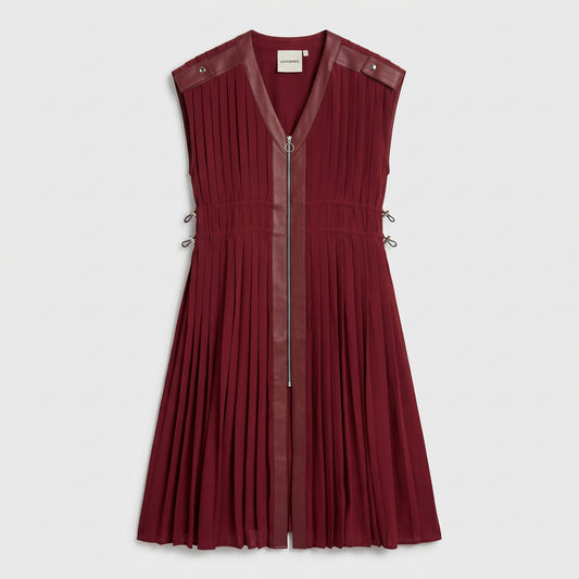 Pleated Zip Up Structured Vest