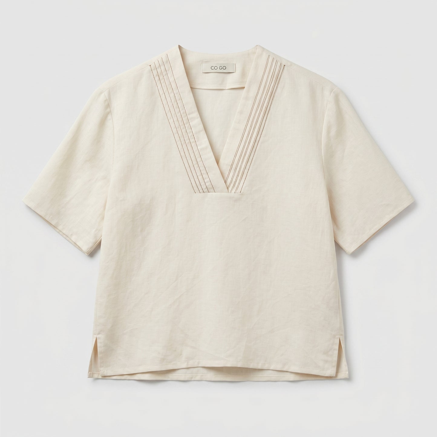 Minimalist Linen V-Neck Top