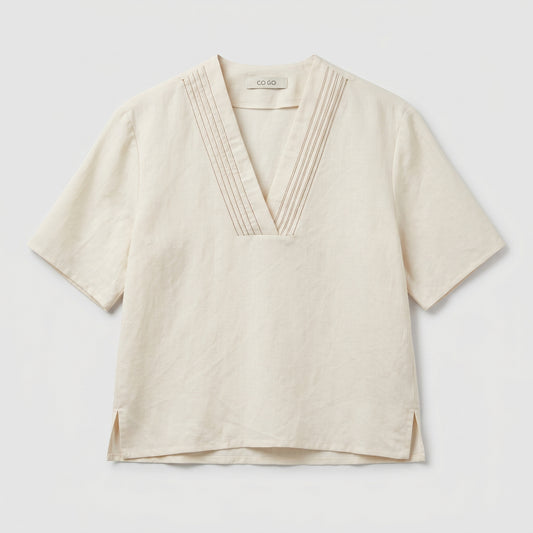 Minimalist Linen V-Neck Top