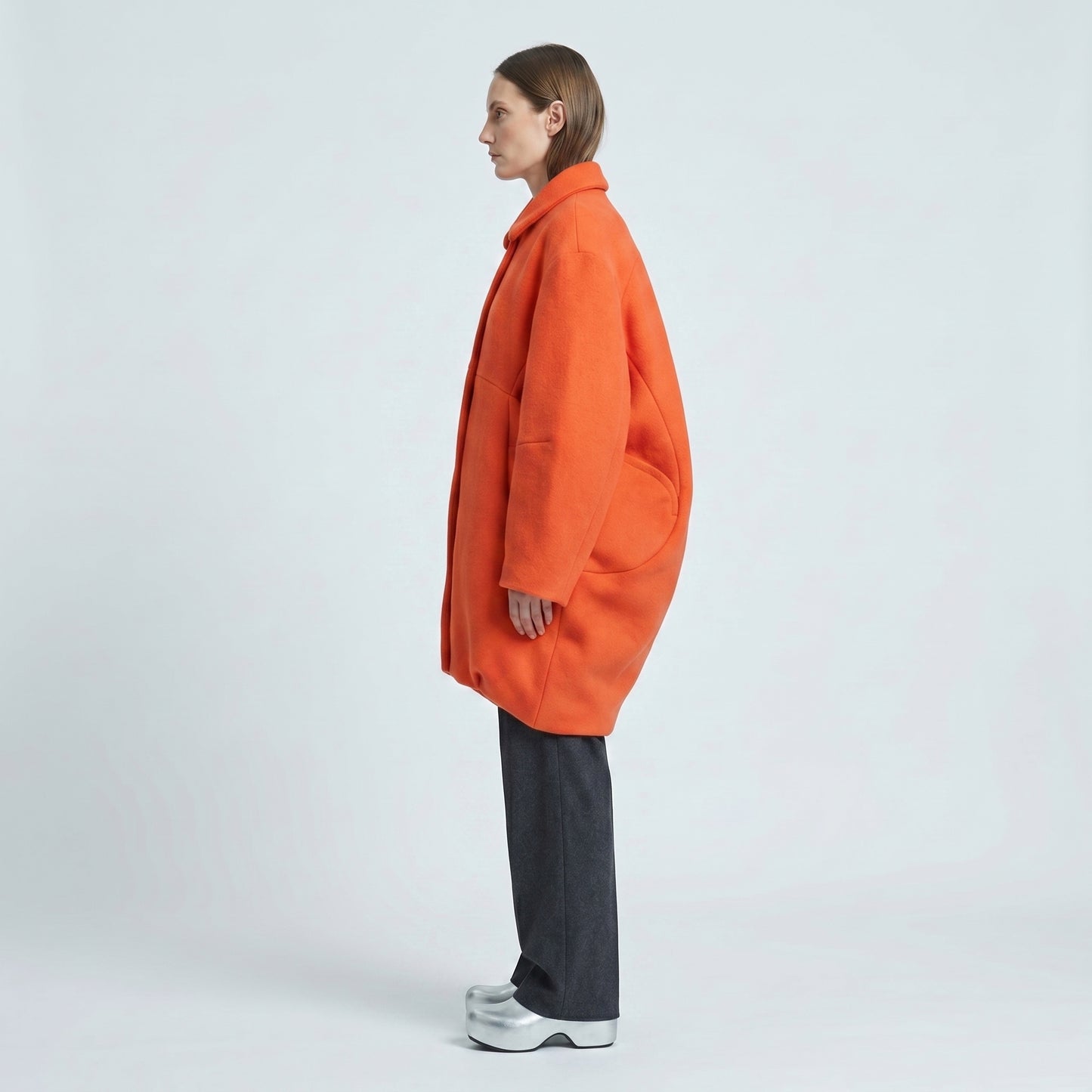 Vibrant Orange Wool Coat