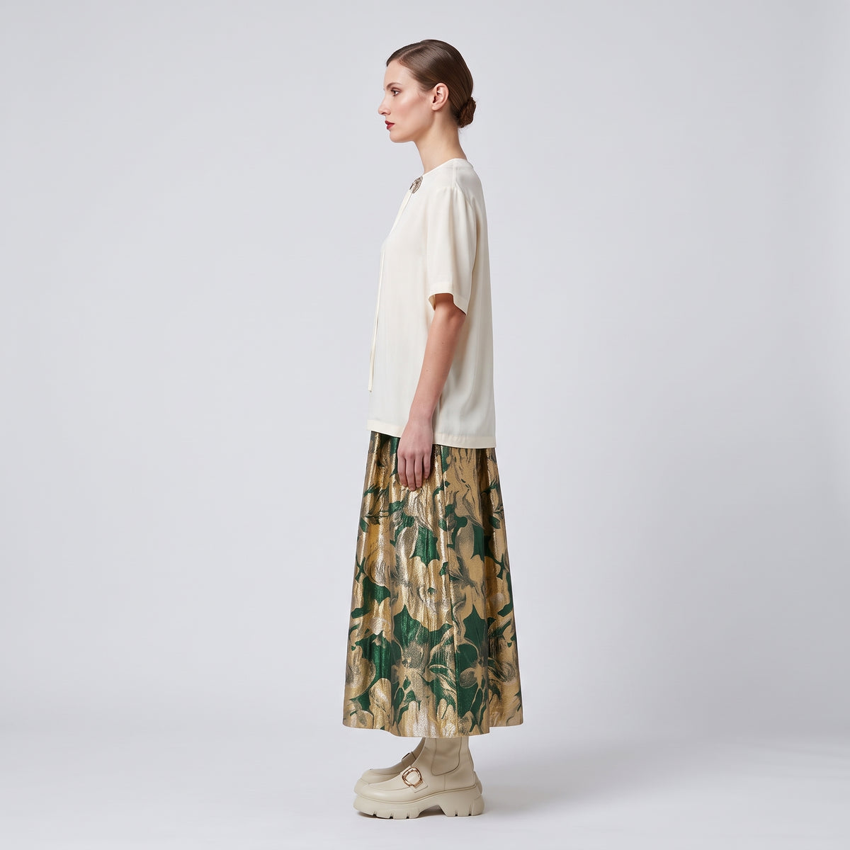 Embellished Silk Crepe Blouse