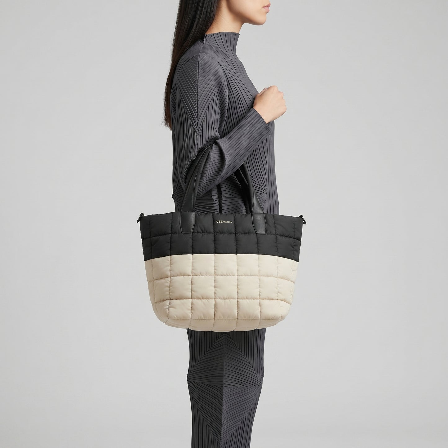Quilted Two-Tone Everyday Tote