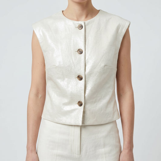 Structured Metallic White Vest
