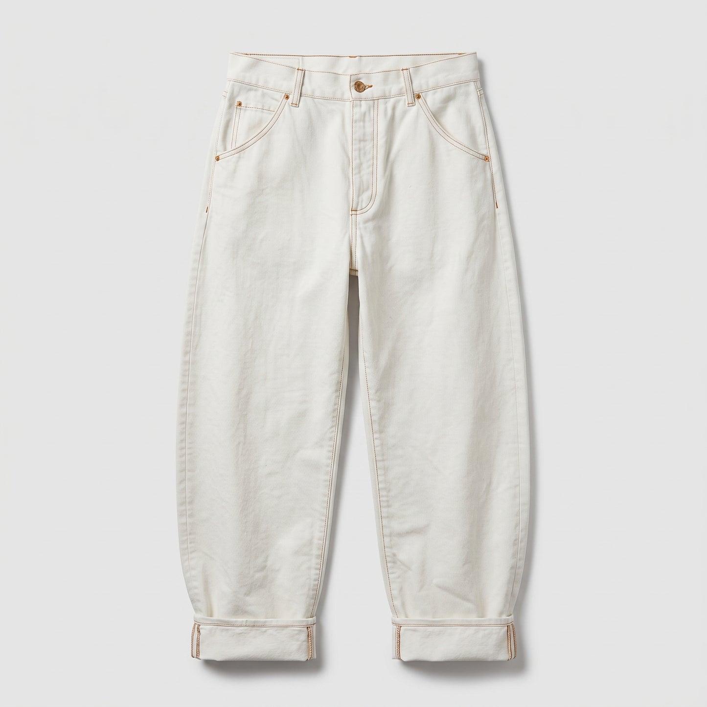 High-Waisted Off-White Barrel Jeans