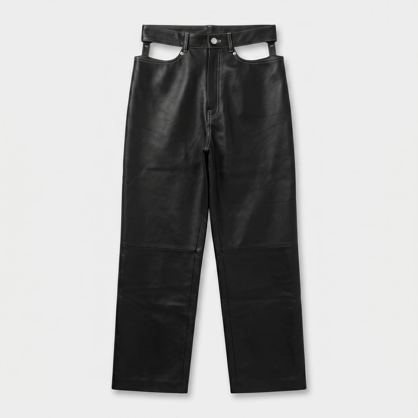 Cutout Detail Leather Trousers