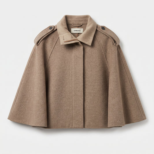 Tailored Wool Blend Cape Jacket