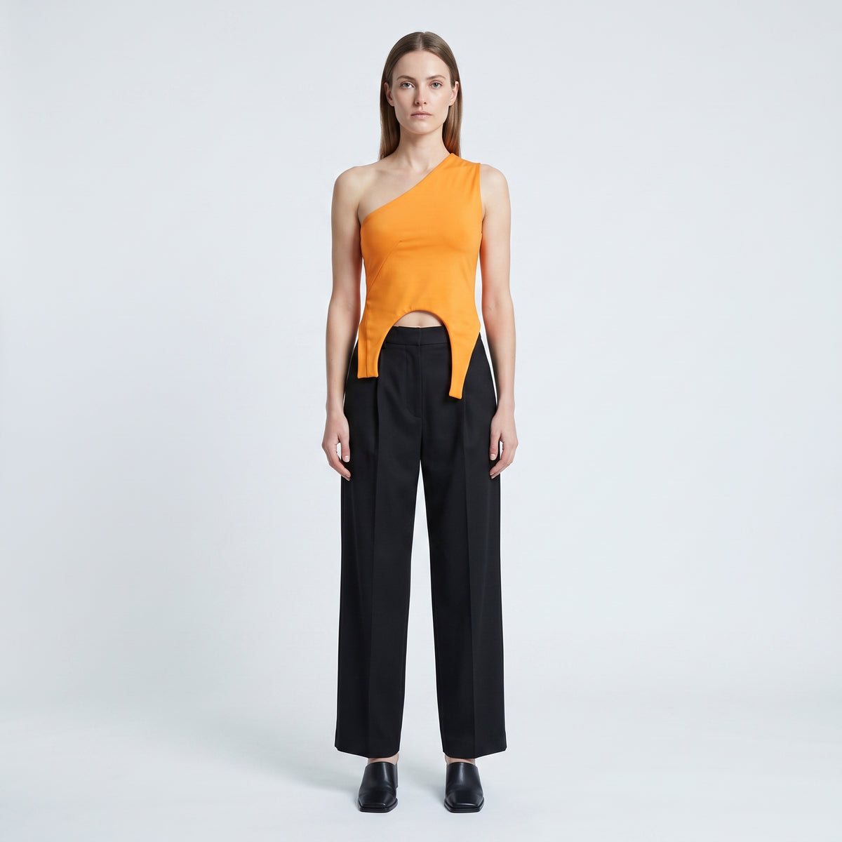 Asymmetric Vibrant Orange Crop Top