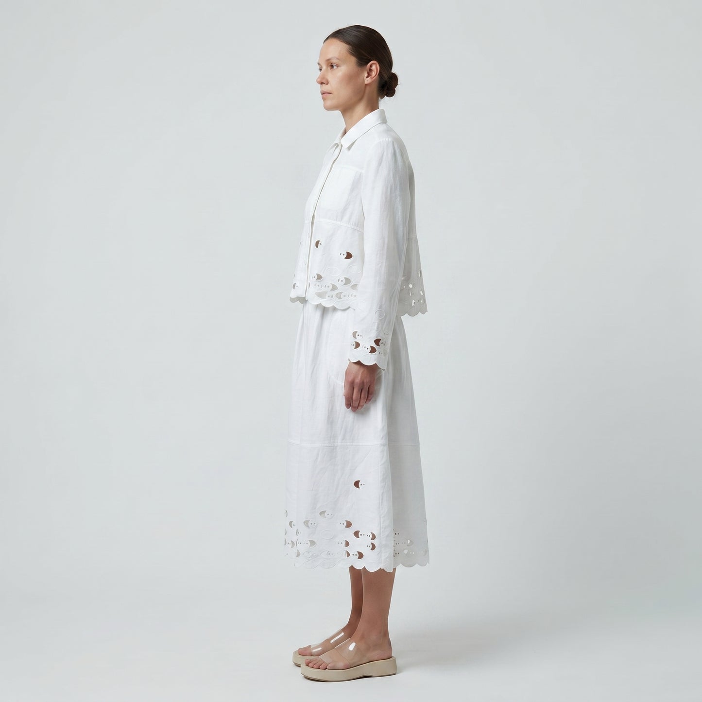 Embroidered Cutout Cropped Jacket