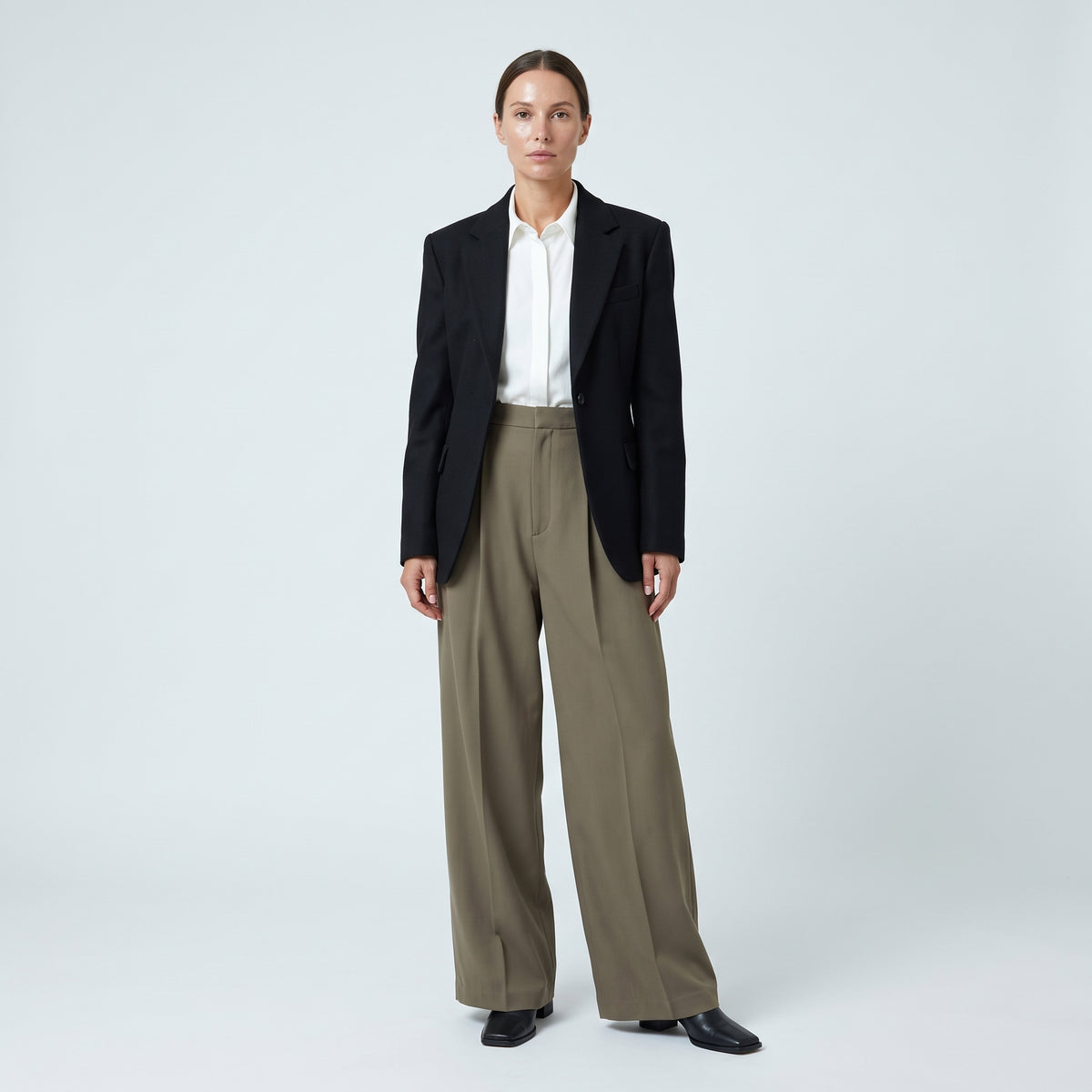 Tailored Wide Leg Pleated Trousers
