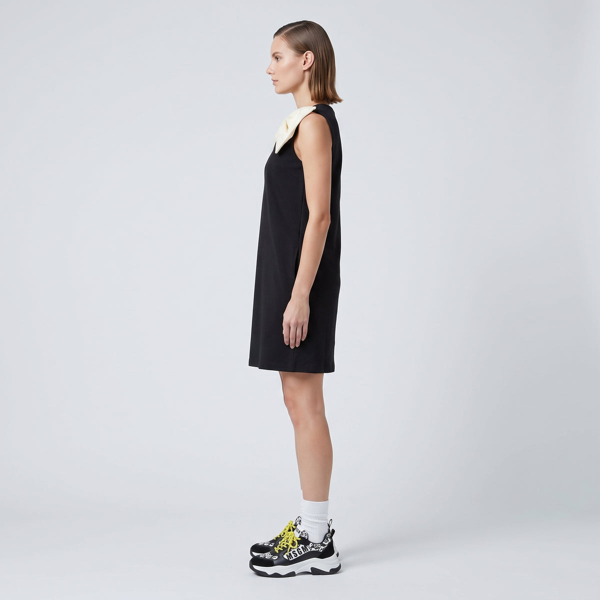 Sleeveless Bow Embellished Mini Dress