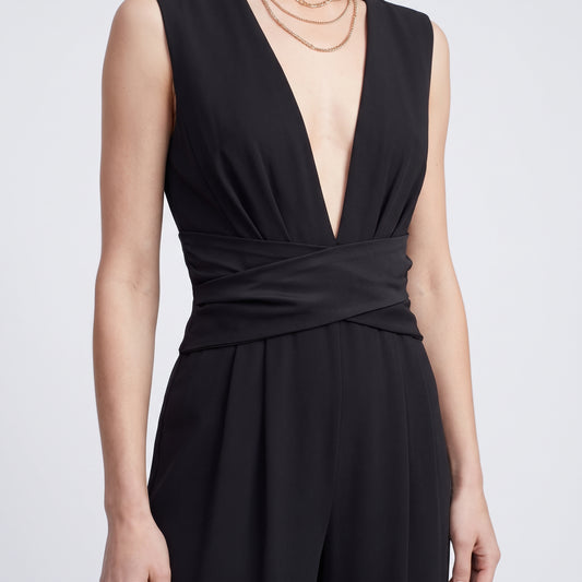 Sleeveless Plunge Neck Jumpsuit