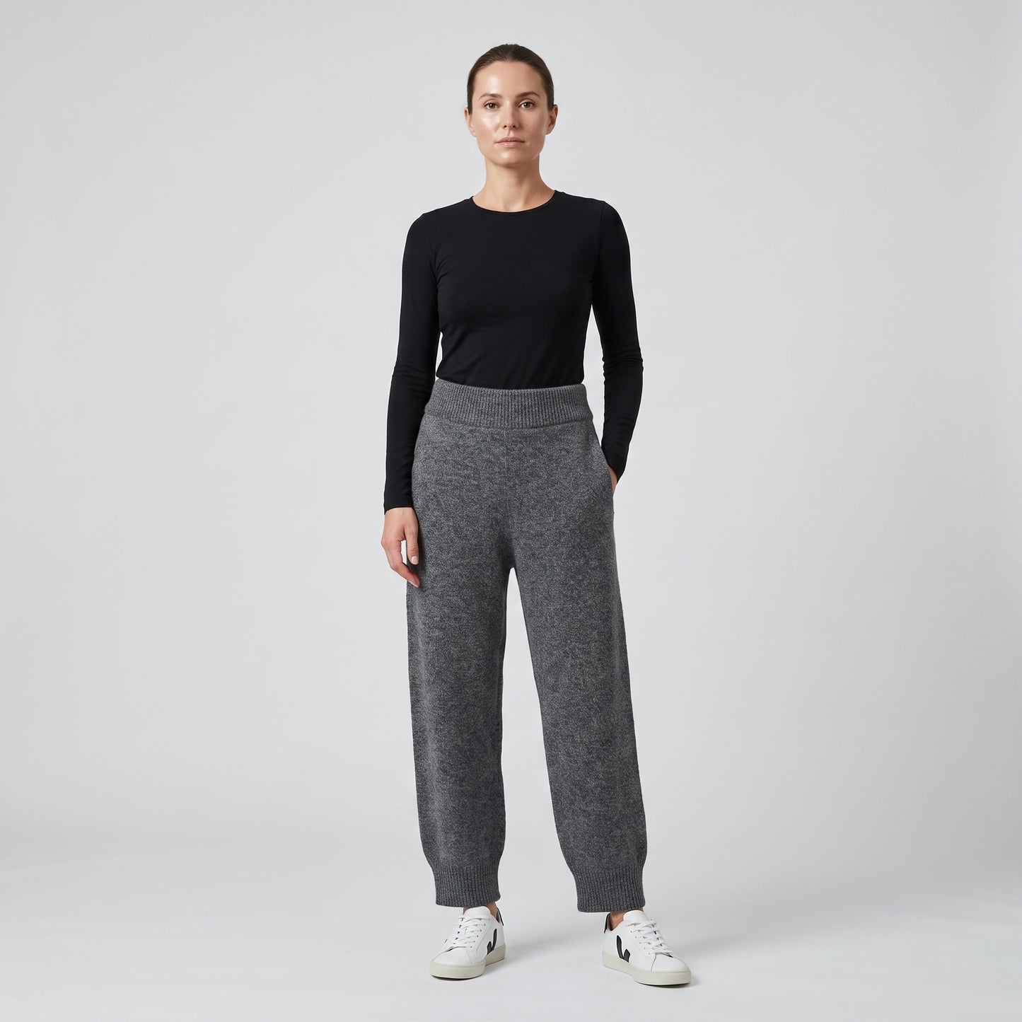 Grey Wool Knit Joggers