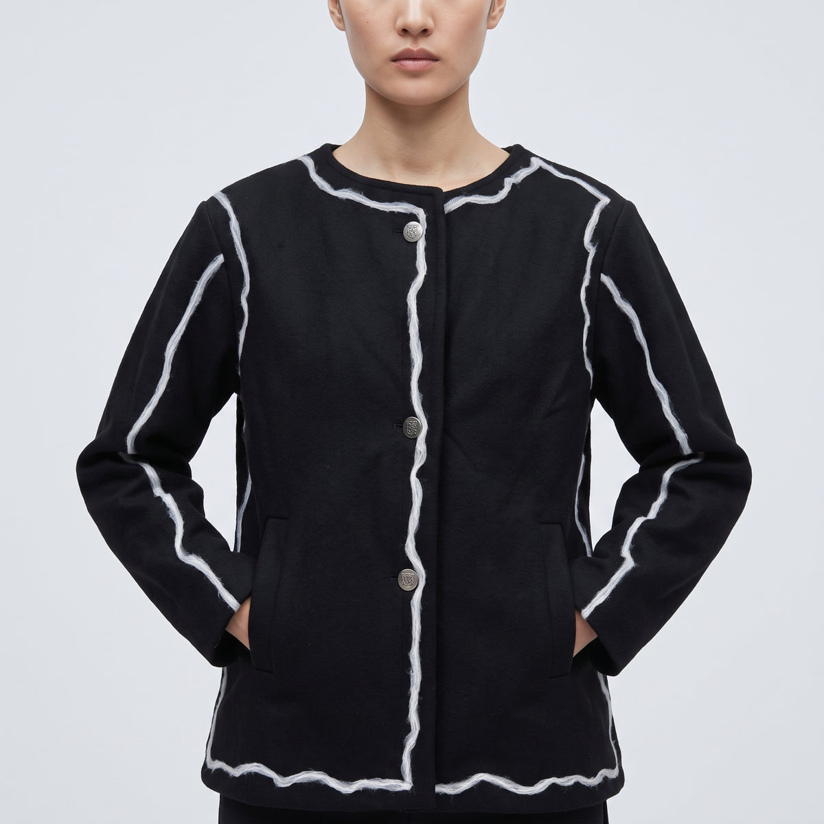 Contrasting Trim Structured Jacket