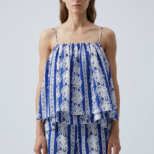 Striped Tiered Spaghetti Strap Top