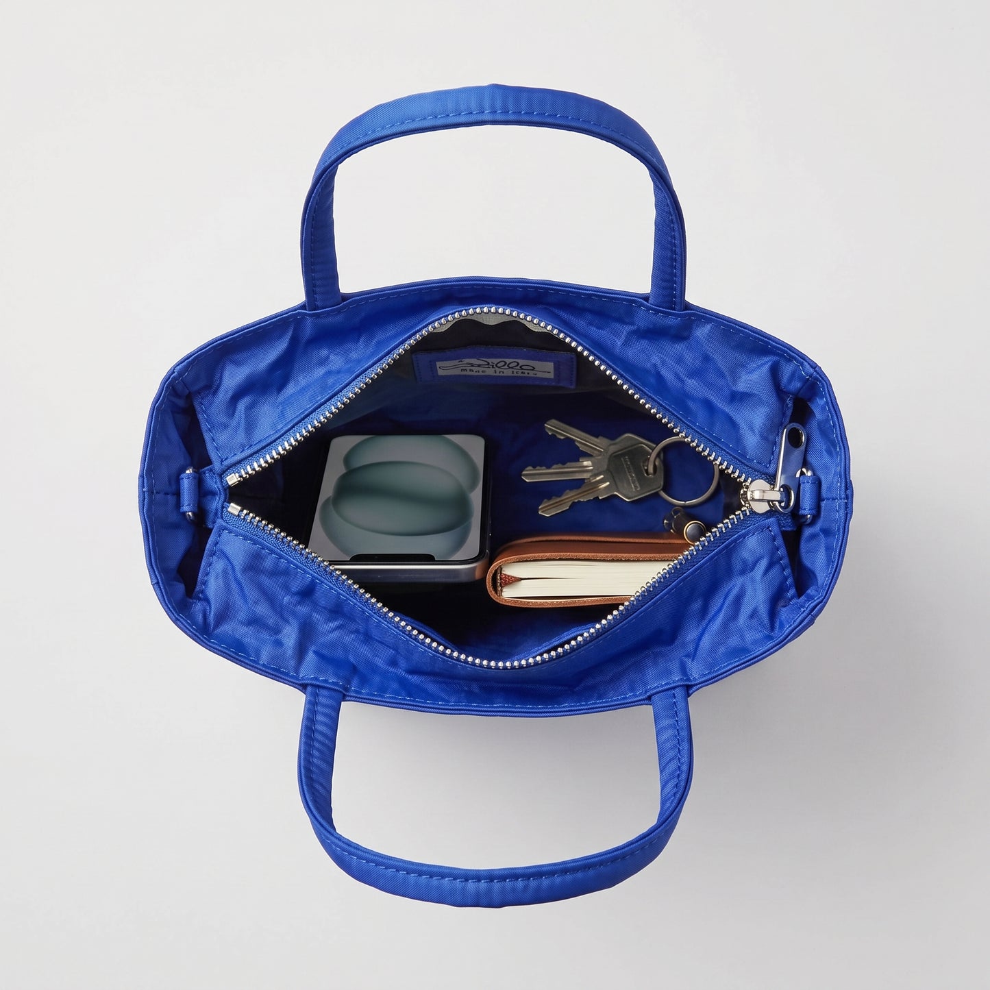 Crinkled Metallic Blue Tote Bag