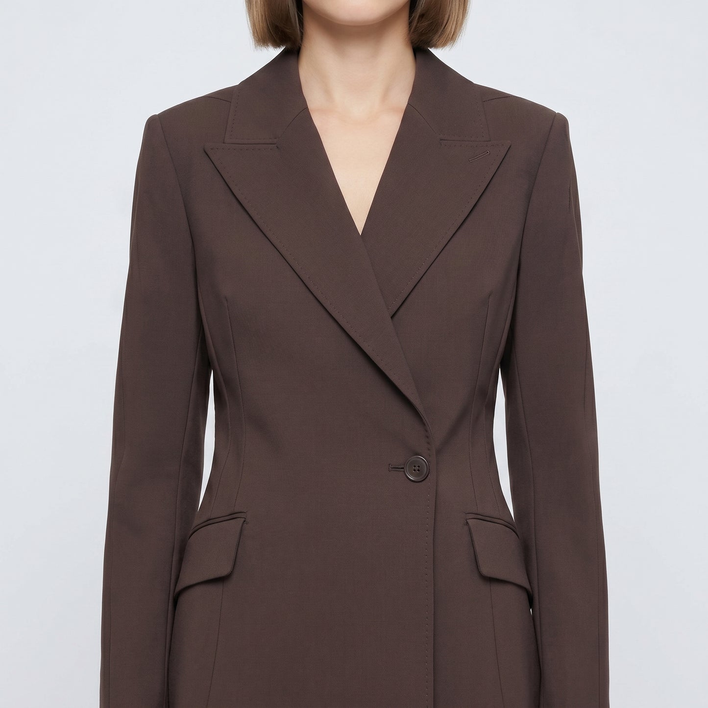 Tailored Double-Breasted Brown Blazer