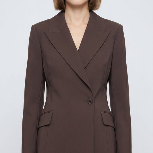 Tailored Double-Breasted Brown Blazer