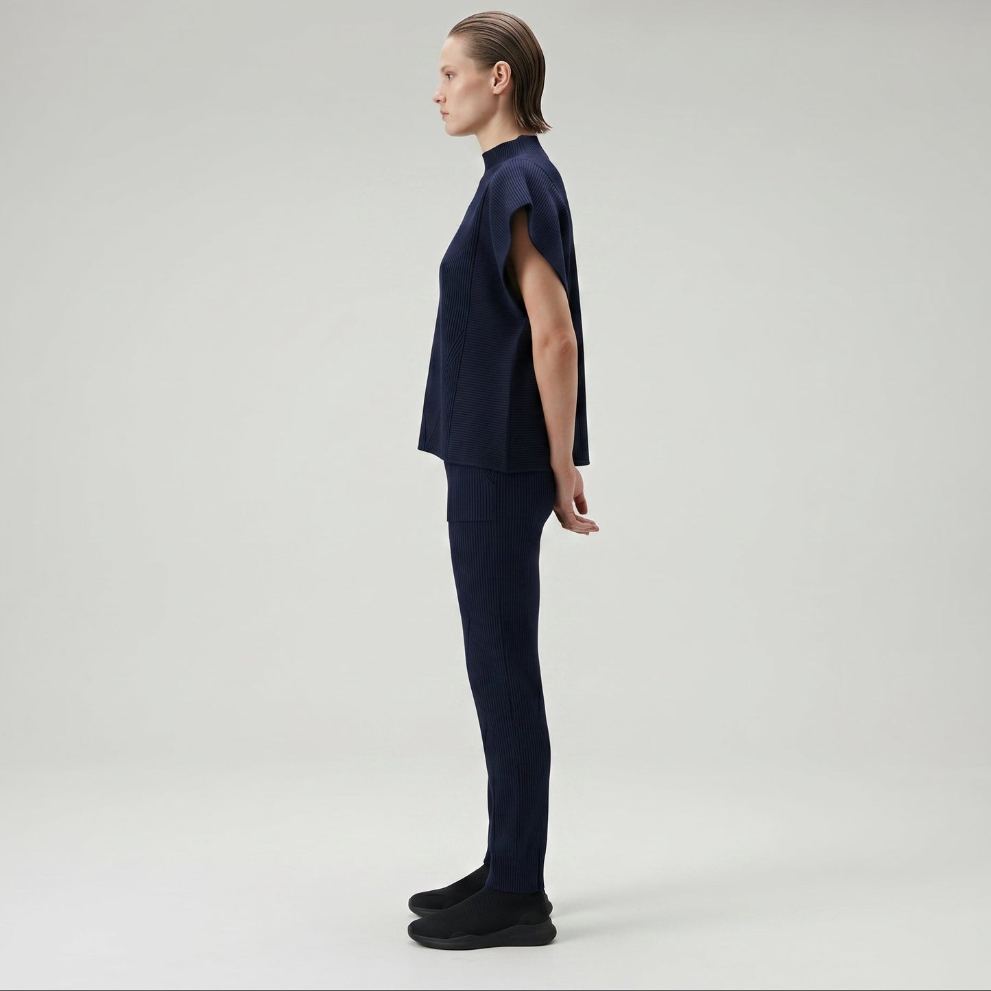 Ribbed Mock Neck Shell