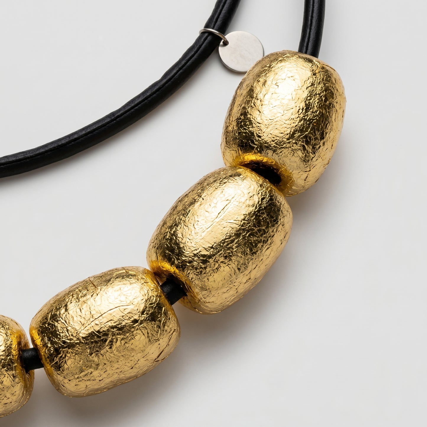 Sculptural Gold Bead Statement Necklace