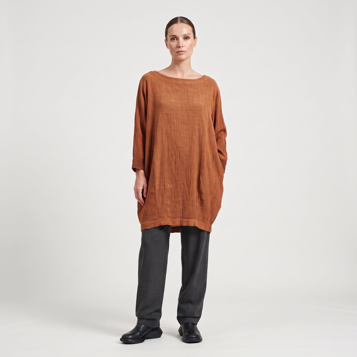 Textured Rust Boatneck Top