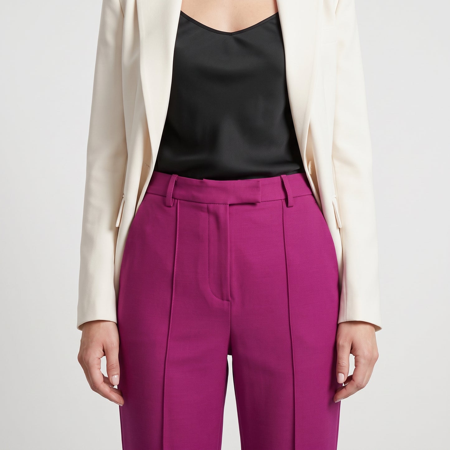 Tailored Magenta Straight Leg Trousers