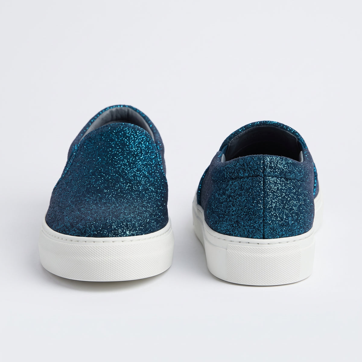 Glittery Blue Slip-On Sneakers