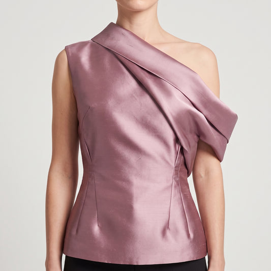 One-Shoulder Satin Sculpted Top