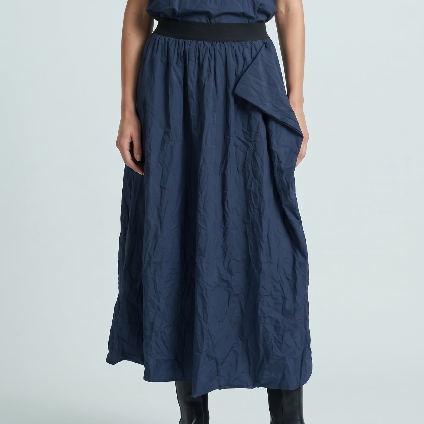 Asymmetric Crinkled Midi Skirt