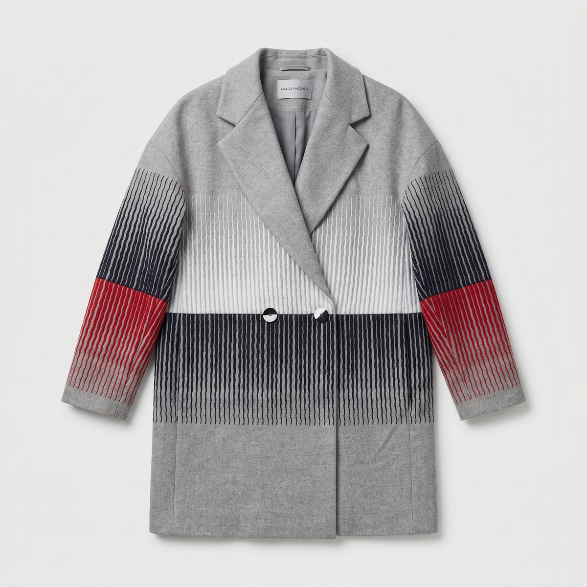 Colorblock Structured Wool Coat