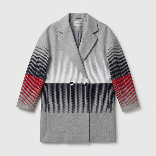 Colorblock Structured Wool Coat