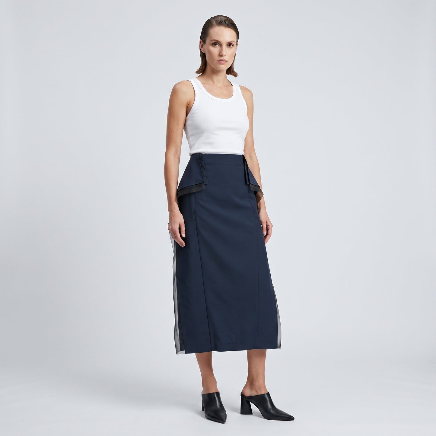 Structured Layered Navy Skirt