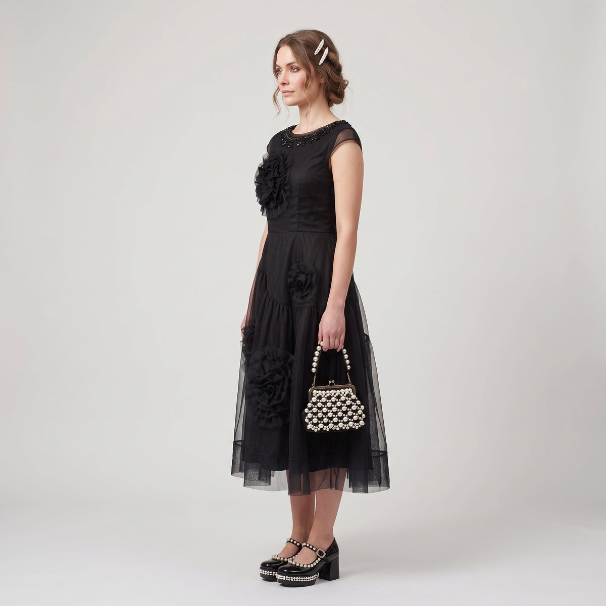 Embellished Tulle Floral Dress